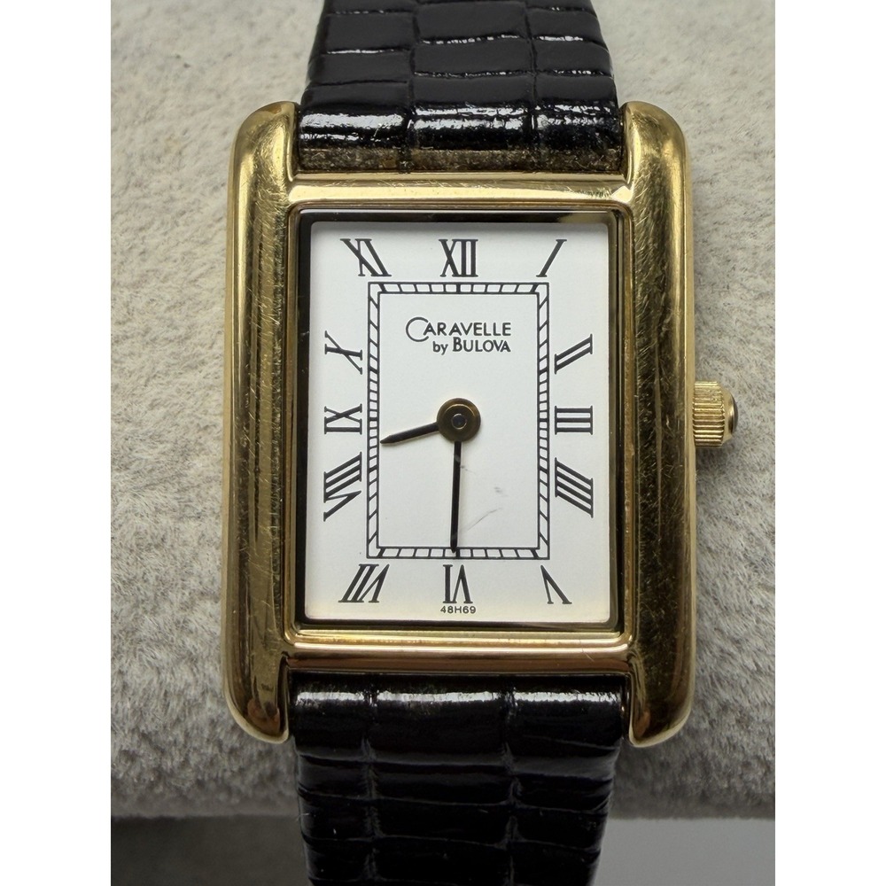 CARAVELLE by Bulova 48H69 2002 A2 New Battery Ladies Tank Watch 20MM 6.25"